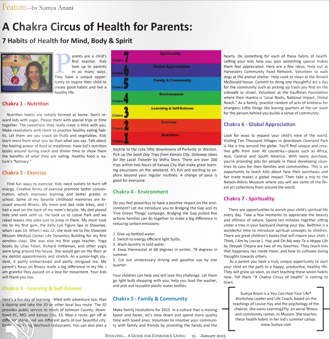 A Chakra Circus of Health for Parents in Evolving Magazine